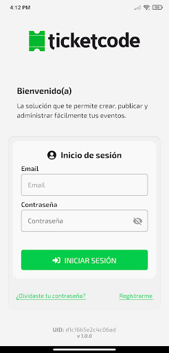 Android application Ticketcode Organizadores screenshort