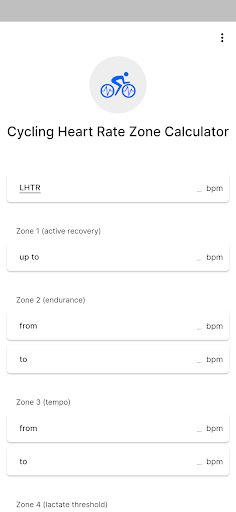 Android application Cycling Heart Rate Zone screenshort