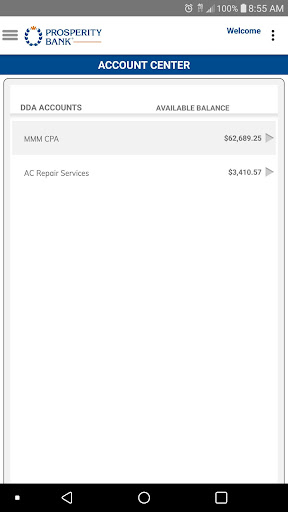 Android application Prosperity Business & Treasury screenshort