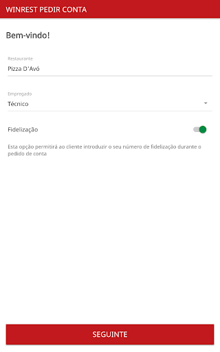 WinRest Pedir Conta Screen 2