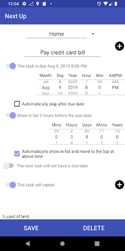 Next Up | Custom to-do list Screen 2