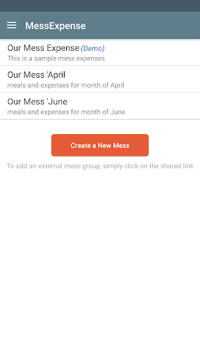 Android application Mess Xpense - track meals screenshort