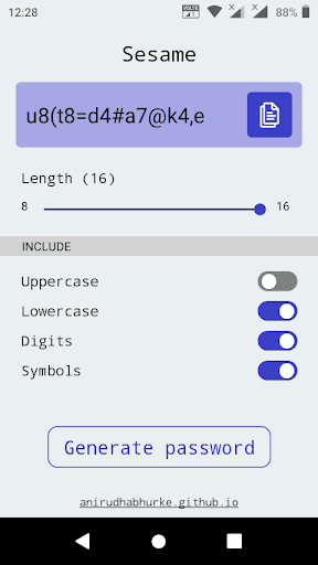 Android application Sesame Password Generator screenshort