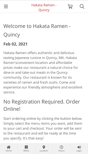 Android application Hakata Ramen - Quincy Ordering screenshort