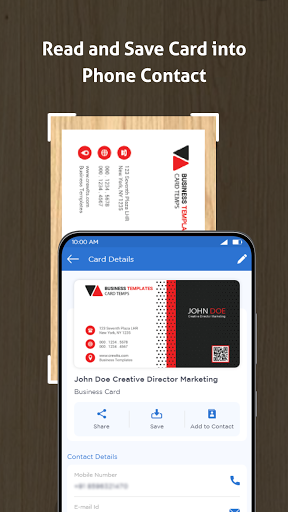 Business Card Scanner Convert to Contact Card