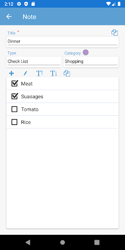 Secure notepad notes checklist
