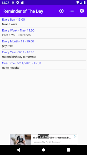 Android application Periodic Reminder screenshort