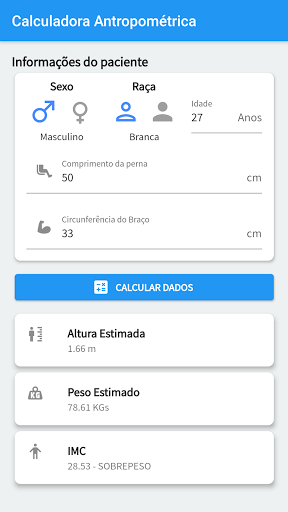 Android application Calculadora Antropométrica screenshort