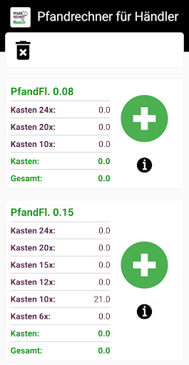 Android application Pfandrechner für Händler screenshort