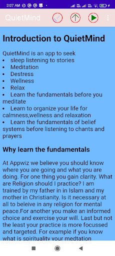 Android application QuietMind screenshort