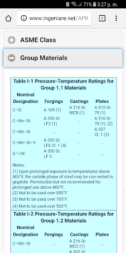 ASME B16.47 Group 1.1 to 1.18 Screen 3
