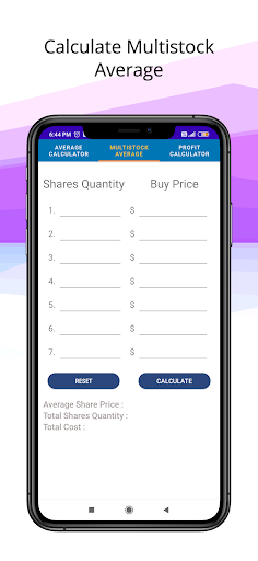 Stock Price Average Calculator Screen 3