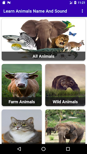 Android application Learn Animals Name and Sound screenshort