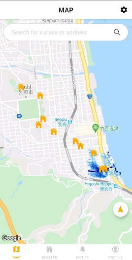 Android application 避難行動支援アプリ - Beppu screenshort