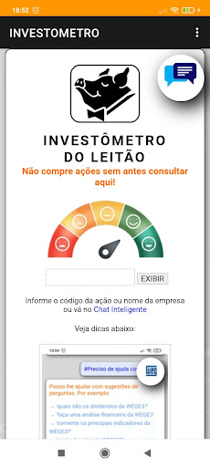 Android application Investômetro screenshort