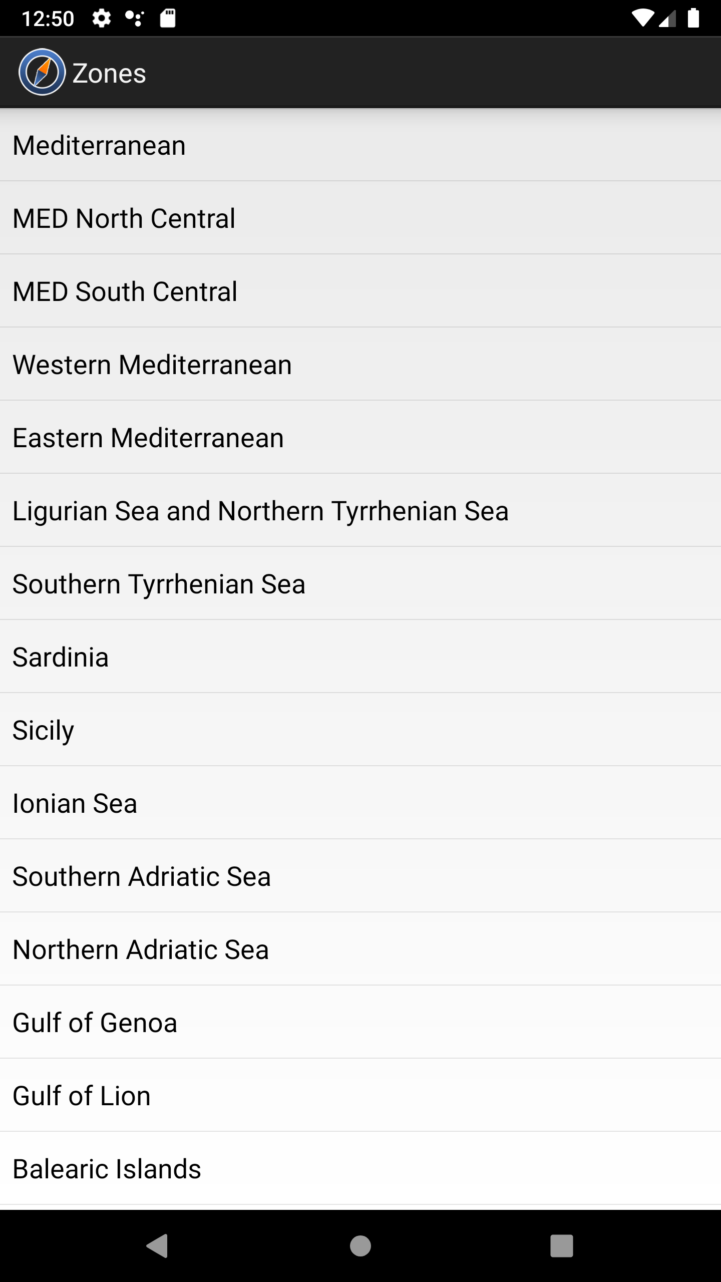 Android application Wind & Sea Med screenshort