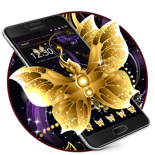 高贵奢华金色霓虹蝴蝶主题 神秘紫色水晶壁纸 Google Play 應用程式