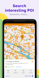 OsmAnd+ — Pamja e ekranit jashtë linje e hartave dhe GPS
