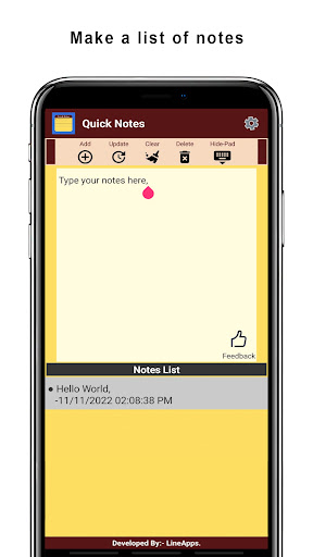 Android application Quick Notes screenshort