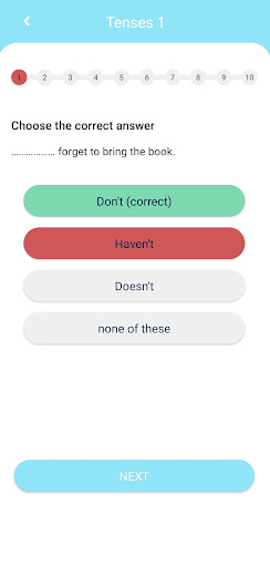 eTutor - Test to learn english Screen 3