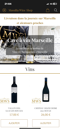 Android application Massilia Wine Shop screenshort