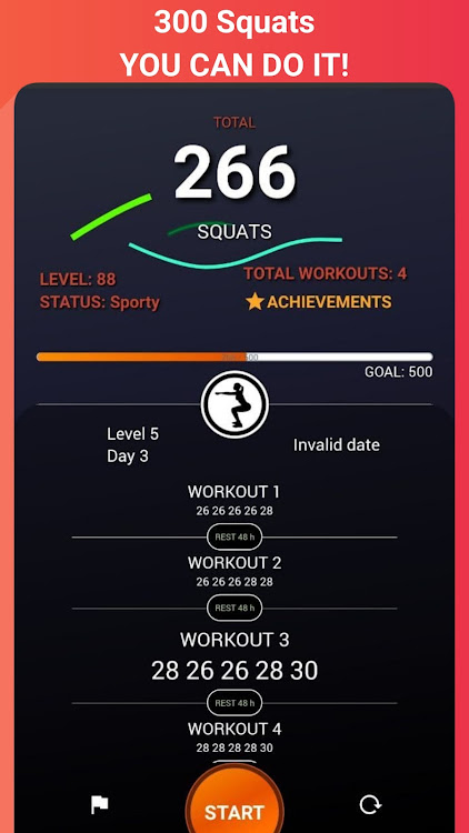 300 Squats workout plan - 1.4.0 - (Android)