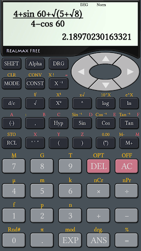 Android application RealMax Scientific Calculator screenshort