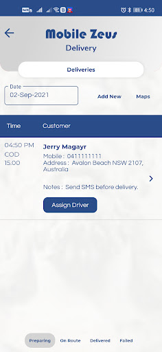 Mobile Zeus - Delivery Screen 3