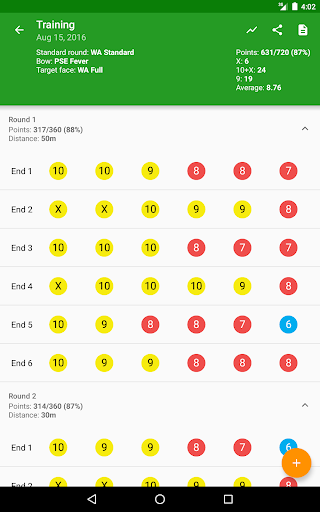 Screenshot of MyTargets Archery
