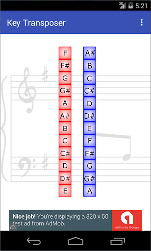 Android application Key Transposer screenshort