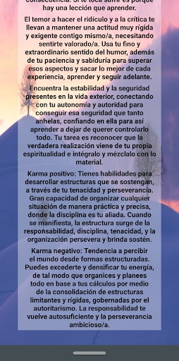Android application Tu karma según tu horóscopo screenshort