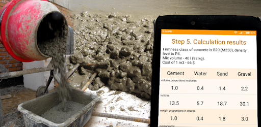 Concrete calculator - cement:sand:gravel:water - Apps on Google Play