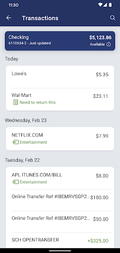 First Eagle CU Mobile Banking Screen 3