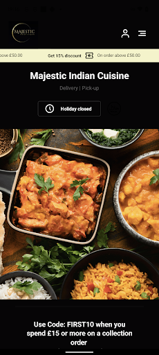 Android application Majestic Indian Cuisine screenshort