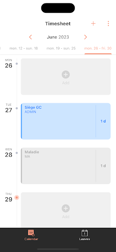 Android application Timesheet screenshort