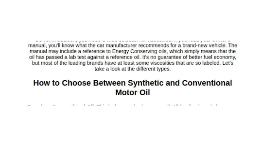 Synthetic Motor Oil Guide