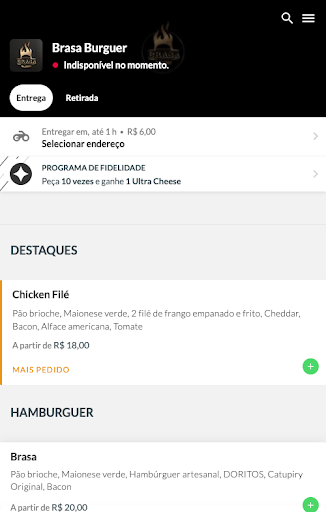 Android application Brasa Hamburgueria screenshort