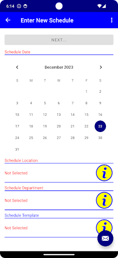 MyTimeClock: Schedule/Tracker Screen 3