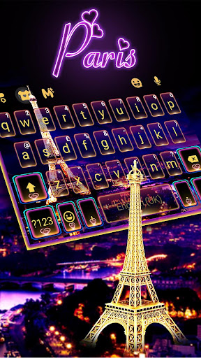 Neon Paris Night Tower Keyboar Screen 2