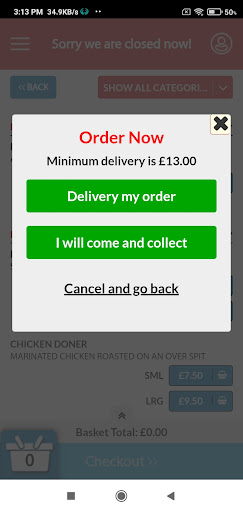 Android application Ariya Grills Borehamwood screenshort