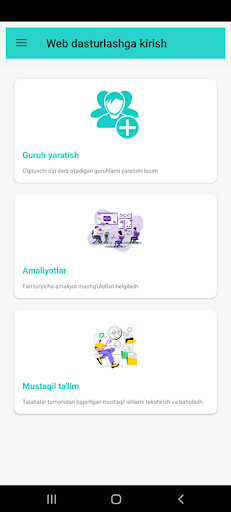 Android application Learn web admin screenshort