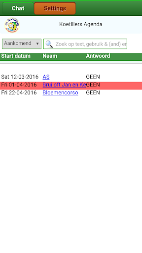Android application De Koetillers Agenda screenshort