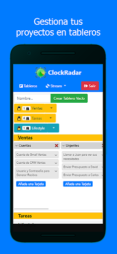 Android application ClockRadar Kanban screenshort