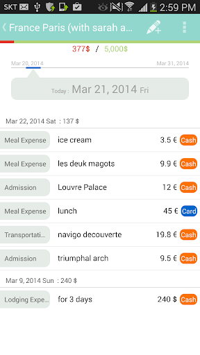 Travel expense - MintT Wallet Screen 3