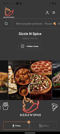 Android application Sizzle n Spice screenshort