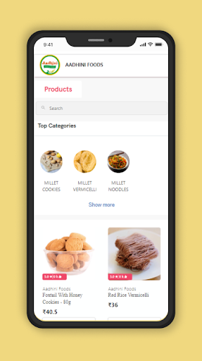 Android application Aadhini Foods screenshort