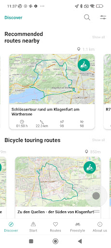 Android application radapp kärnten screenshort