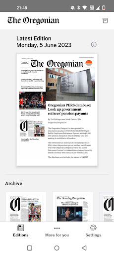 Android application The Oregonian screenshort