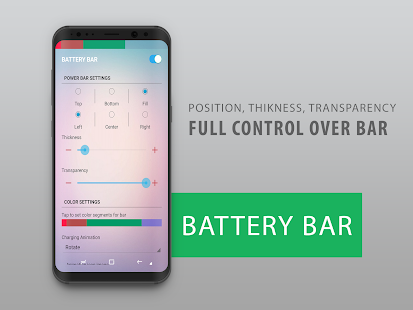 Batterijbalk: energiebalken op S-screenshot