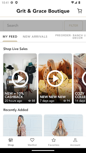 Android application Grit & Grace Boutique screenshort
